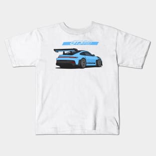 Rear car 911 gt3 rs light blue Kids T-Shirt